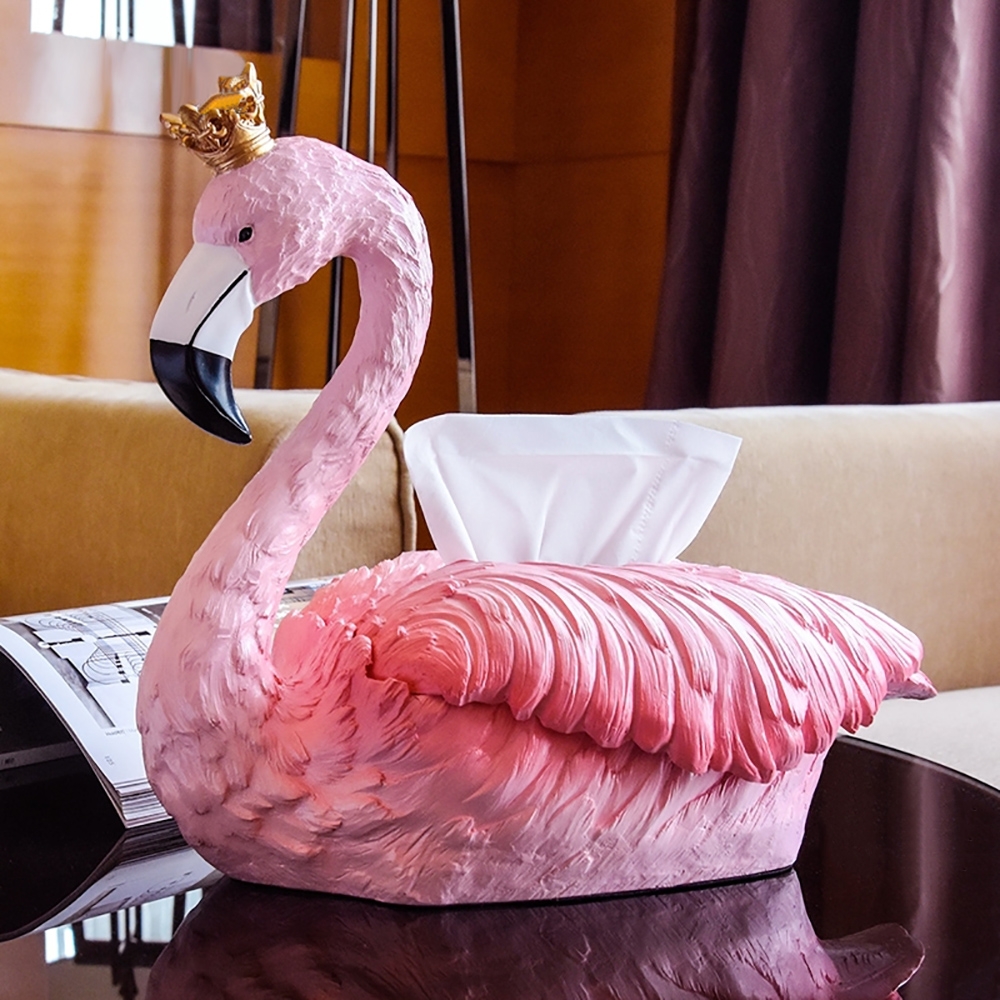 Flamingo Sculpture Tissue Box Cover In Pink
