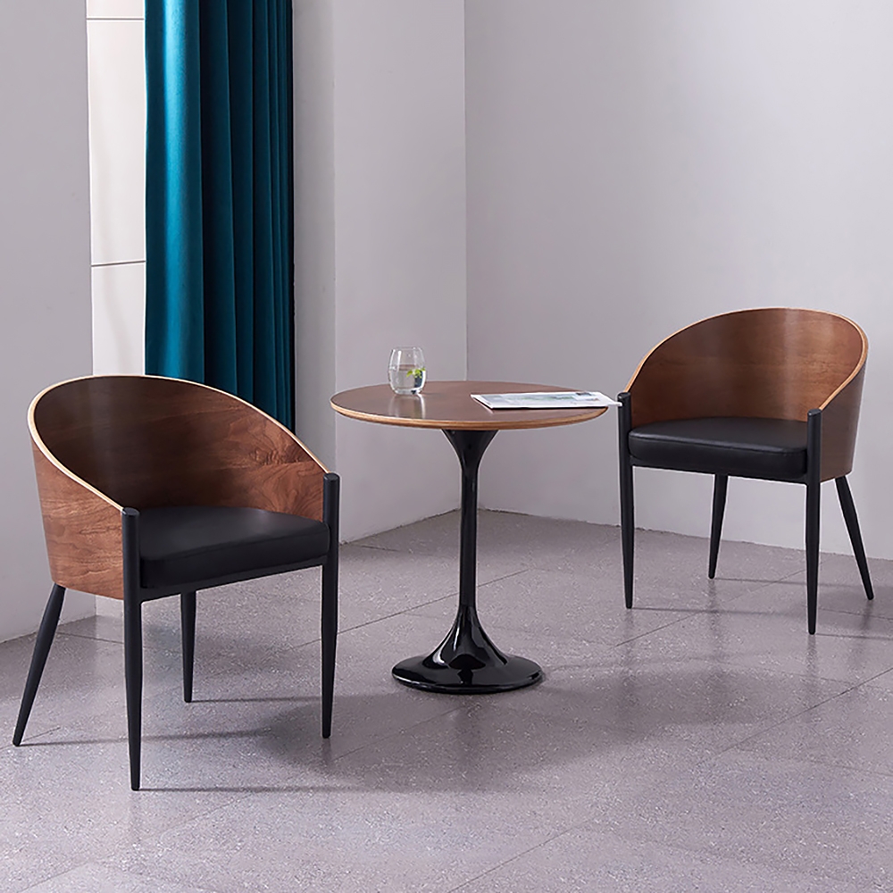 

Modern High Backrest Dining Chair Upholstered Brown Faux Leather Dining Chair