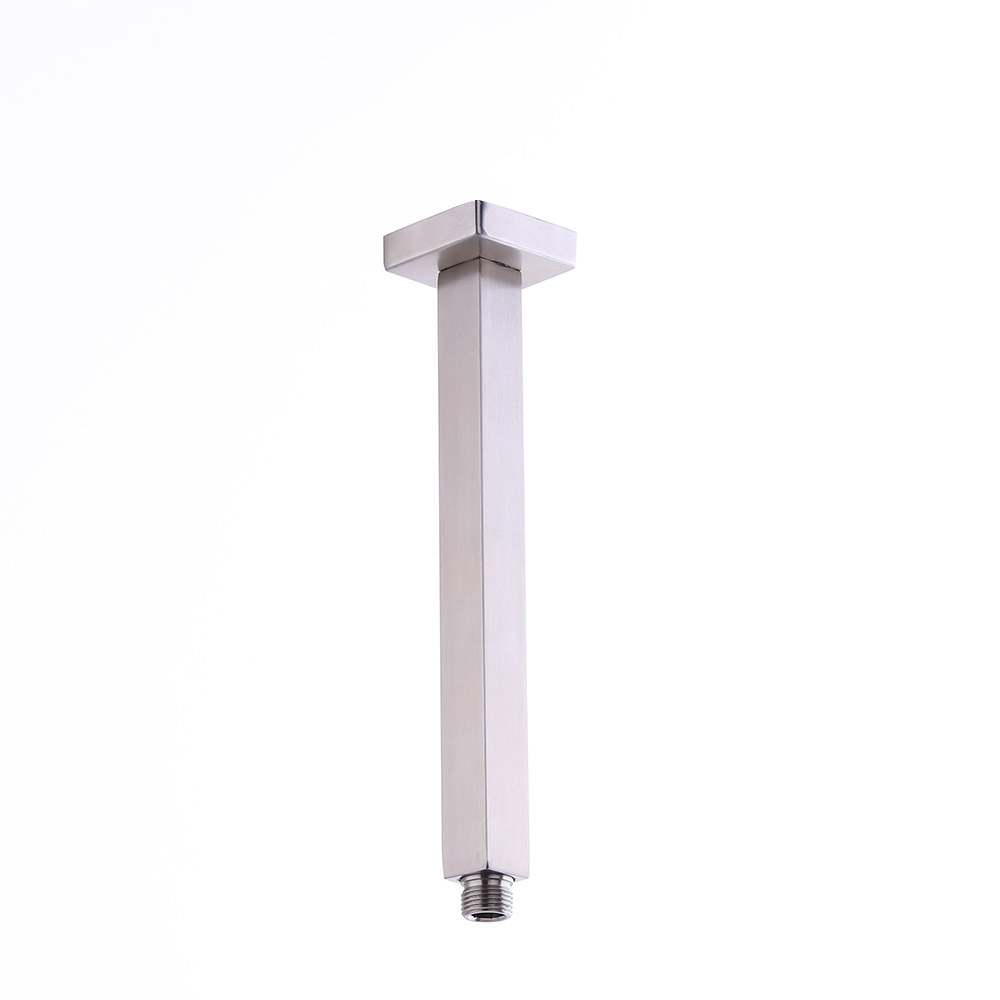 Image of 10 Inch Stainless Steel Ceiling Mount Square Shower Arm and Flange Brushed Nickel