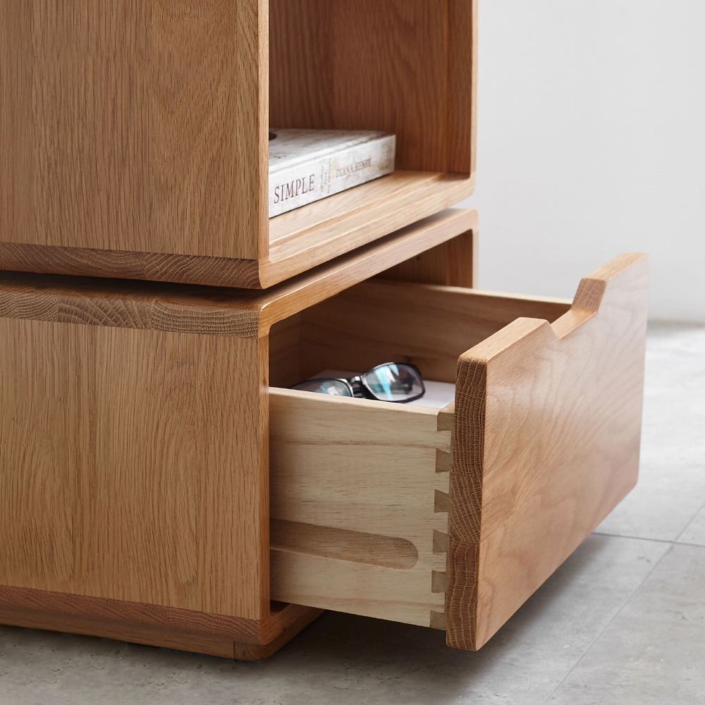 Modern End Table with Drawer & Shelf Wooden Side Table