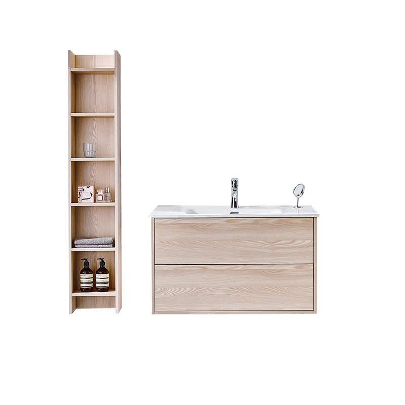 36" Floating Natural Rectangle Wall Mounted Bathroom Vanity with 2 Drawers