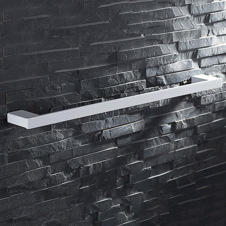 Image of Tierney 24 Inch Stainless Steel White Single Towel Bar Wall Mounted
