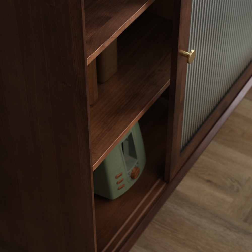 1100mm Walnut Sideboard with Sliding Door & Adjustable Shelves