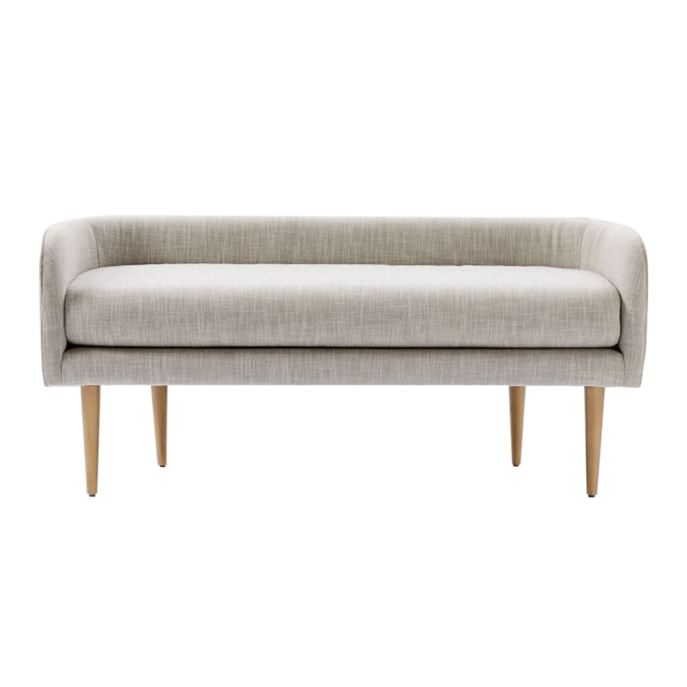 Beige Entryway Bench Upholstered Cotton & Linen Modern Bench In Gold-homary