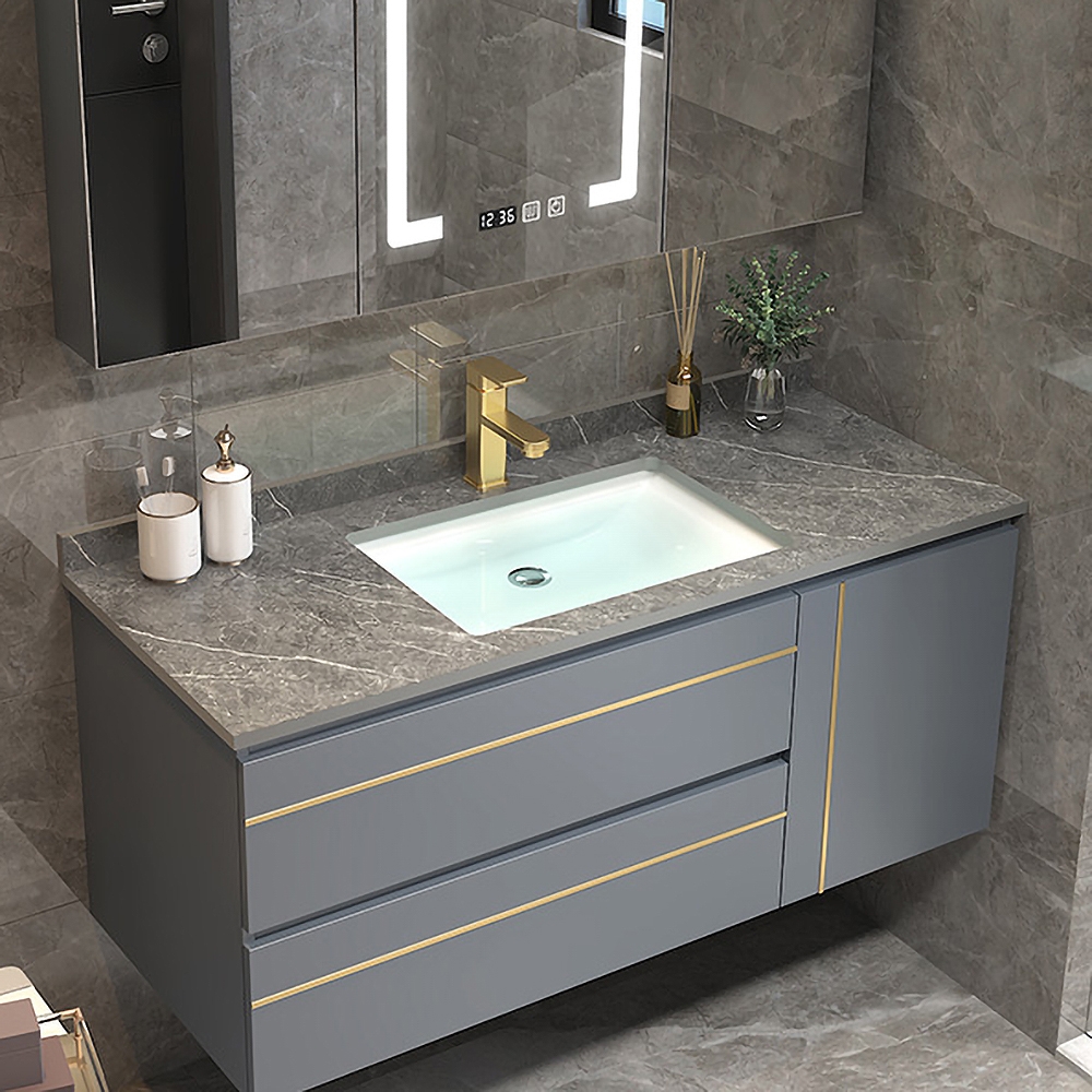 

35" Floating Bathroom Vanity with Sink Stone Bathroom Vessel