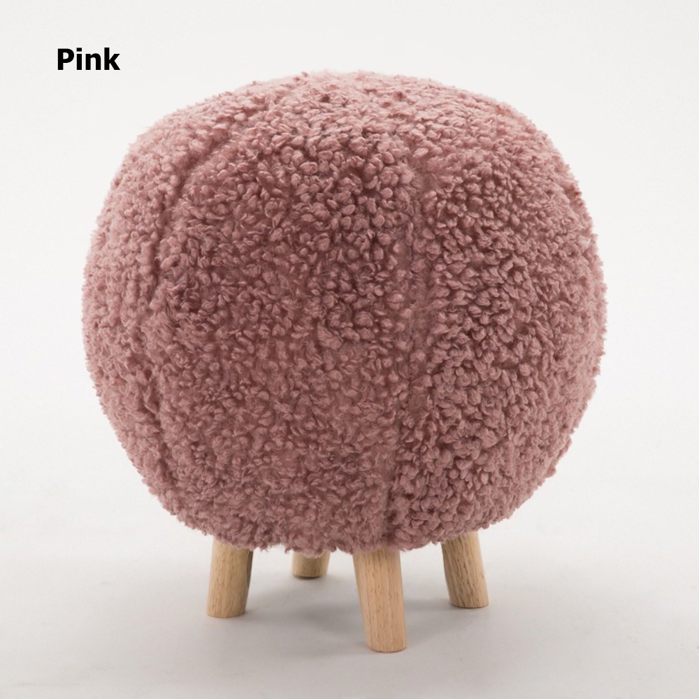 Pink Modern Entryway Fuzzy Pouf Ottoman Upholstered Footrest Stool-Homary