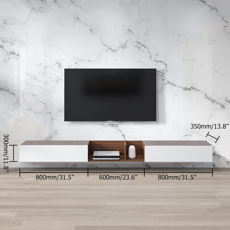 White Floating TV Stand Wall-Hung for TV Up to 100 Inch