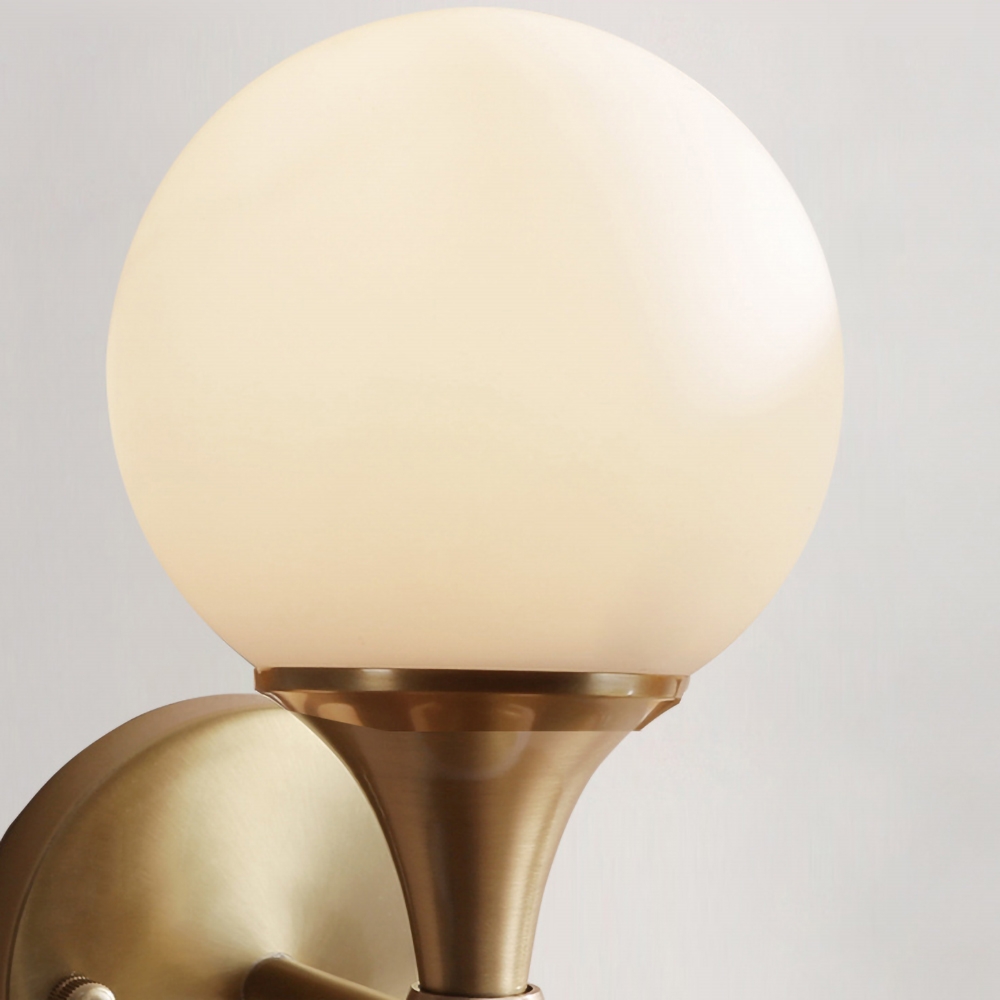 White and Gold Wall Sconce Glass Globe 2-Light Indoor Wall Light