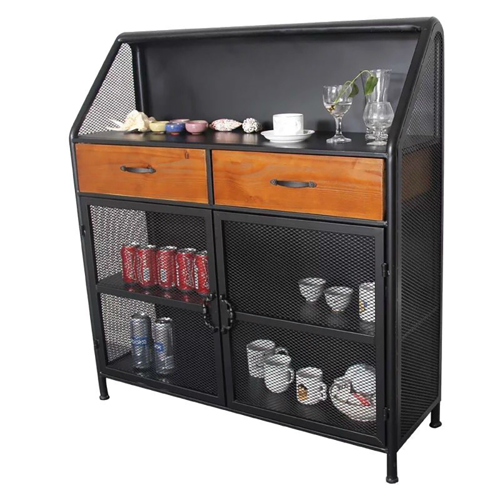

Industrial Black&Walnut Sideboard Buffet Storage Cabinet Kitchen Storage Buffet with Doors&Drawers&Shelf