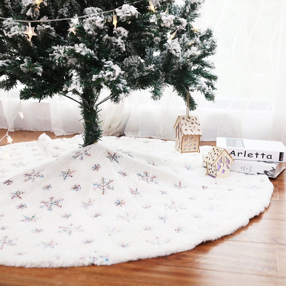 Christmas Decoration Tree Skirt Christmas Tree Foot Carpet With Silver Snowflake Sequins