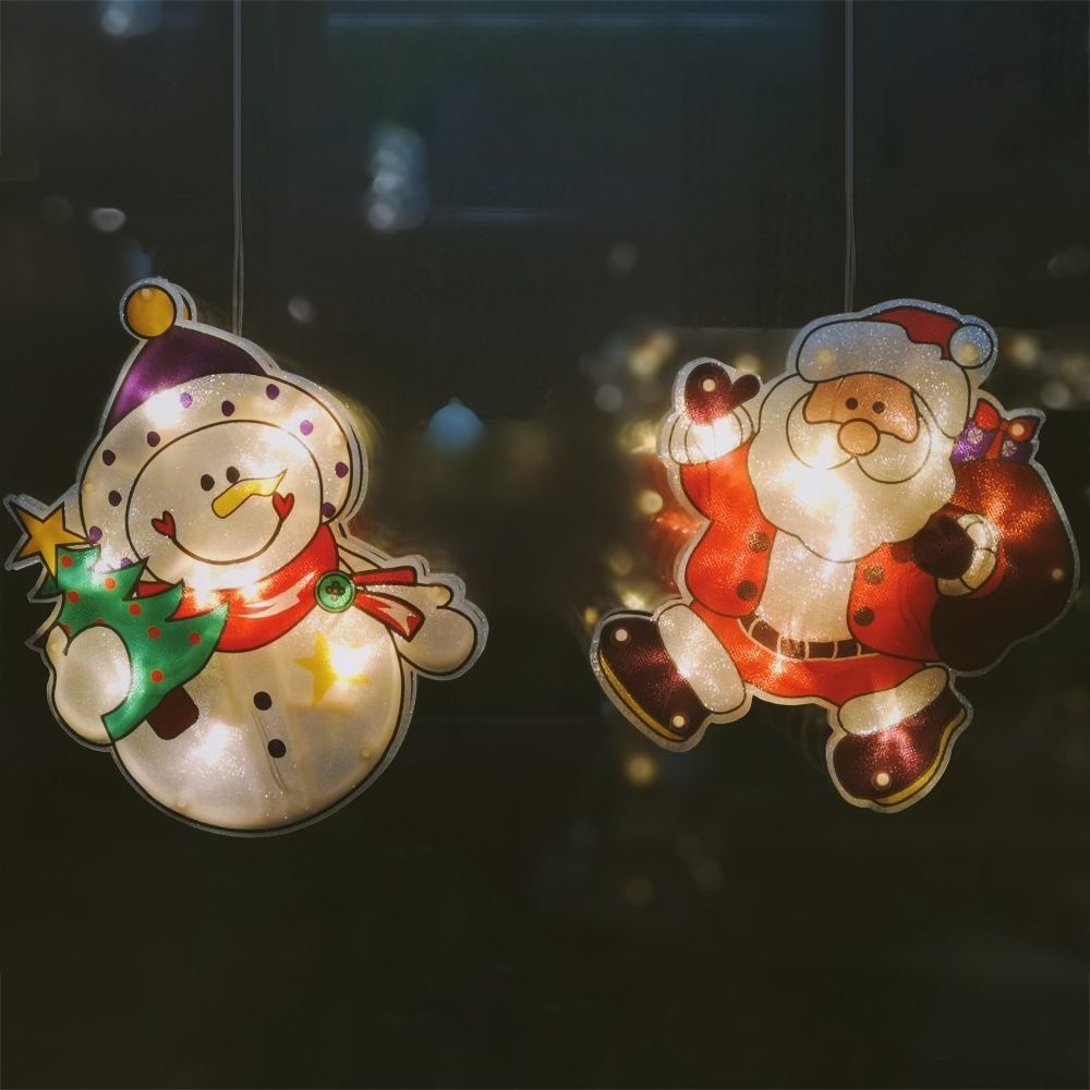 Colorful 5-piece Christmas Themed Window Lights Battery Powered Led Christmas Decoration