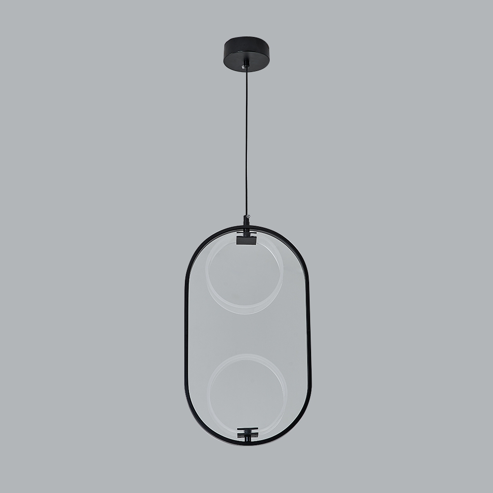 Suspension LED Acrylique Moderne en Forme Ovale Noir