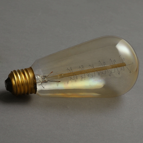 60W Retro Edison Bulb with Geometric Filaments in Brass