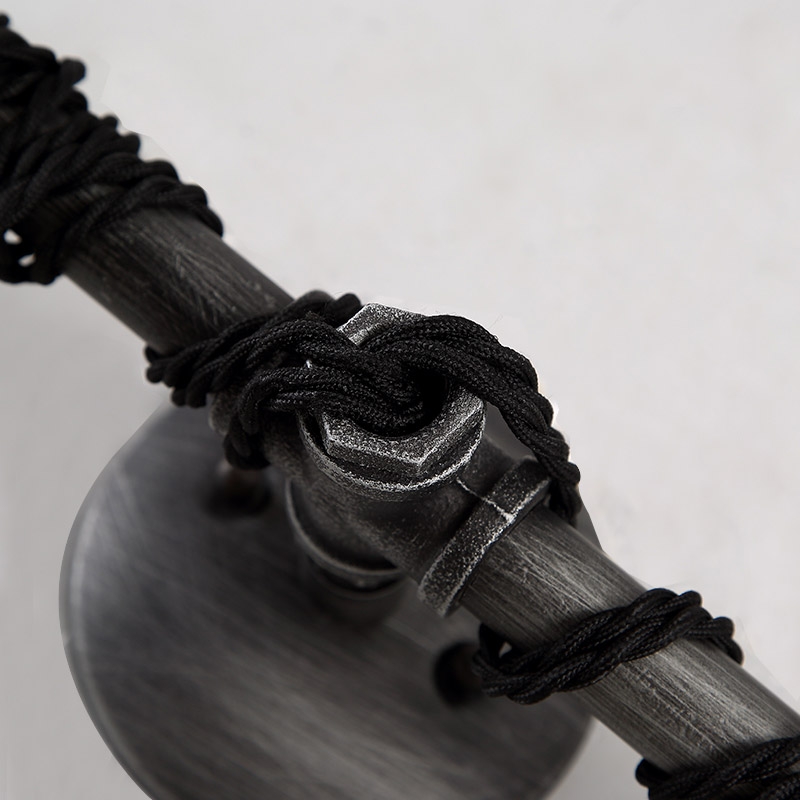 Industrial 4-Light Plumbing Pipe Hanging Exposed Bulb Metal Wall Light in Brushed Black