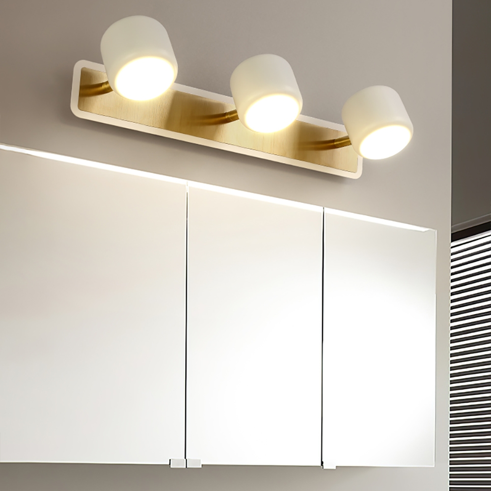 White LED Adjustable Gold Bath Vanity Light 3-Light Indoor Wall Light