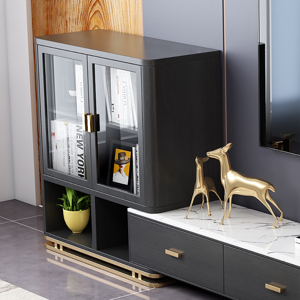 

Modern Black Storage Cabinet with Door & Shelf Manufactured Wood