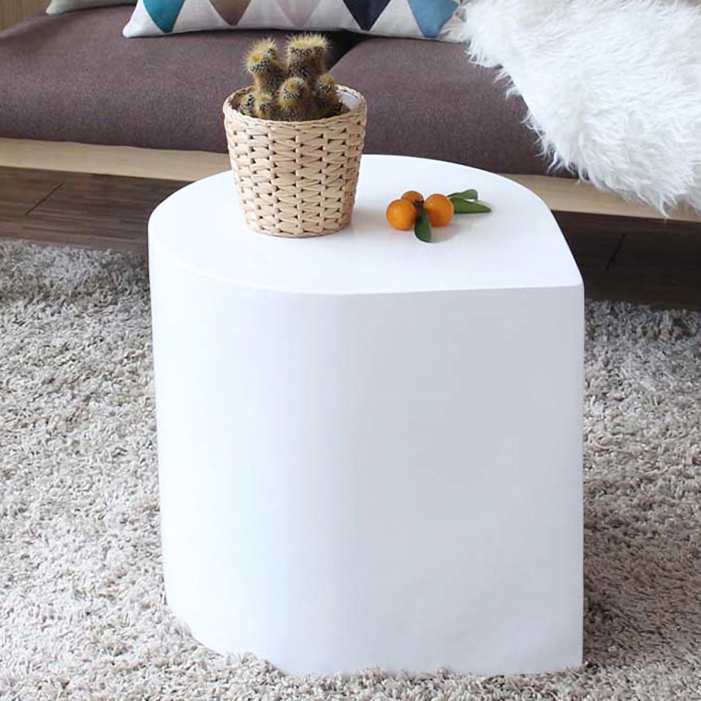 Postmodern Metal Side Table in Water Drop Design End Table in White Single Piece