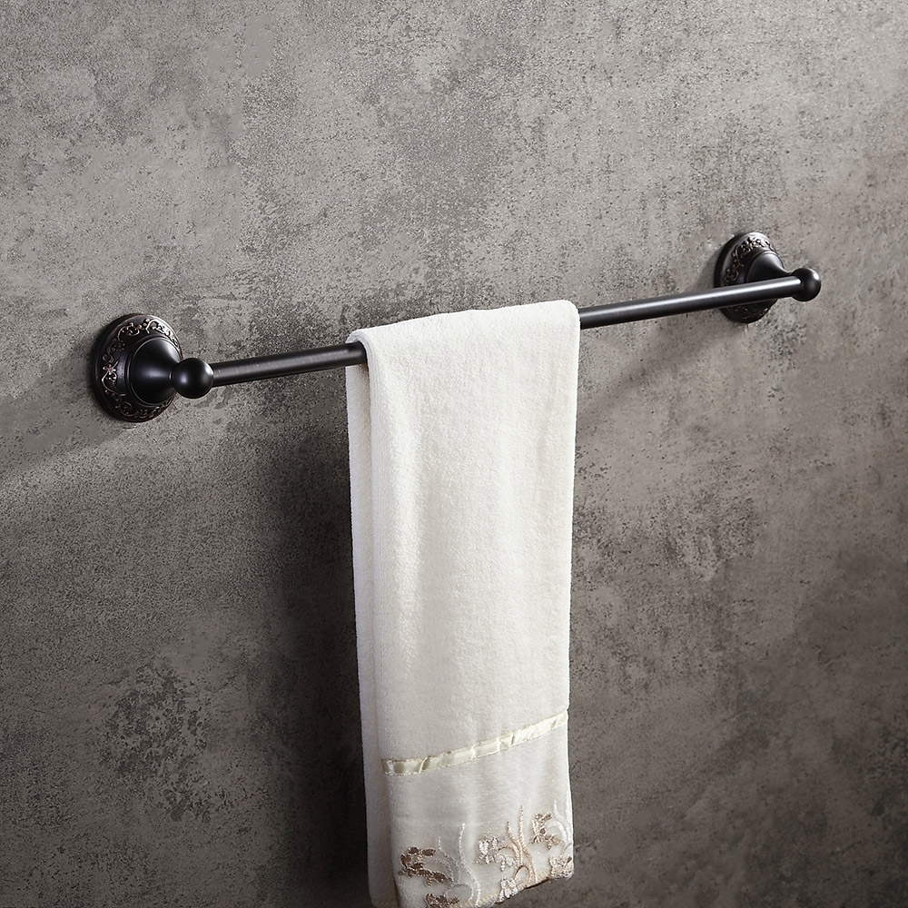 Bella 24" Solid Brass Wall Mounted Single Towel Bar In Antique Black