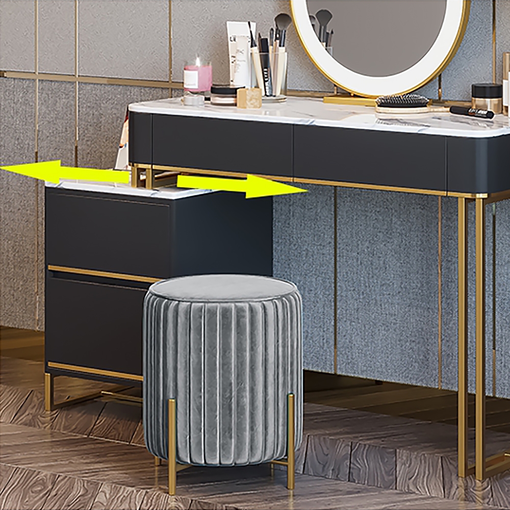 Modern Stone Tabletop Dressing Makeup Vanity Expandable Dressing Table