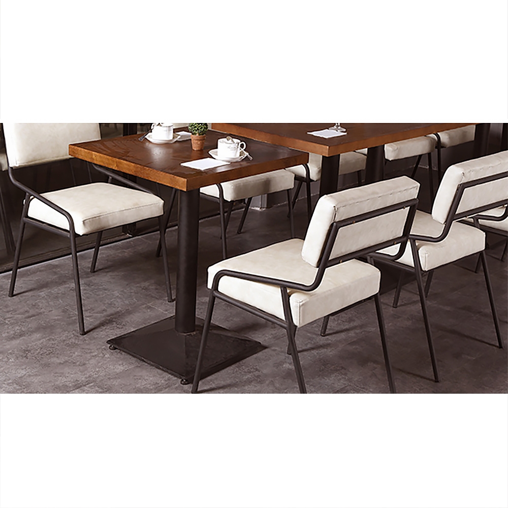 Industrial Upholstered Dining Chair White PU Leather Dining Chair Set of 2