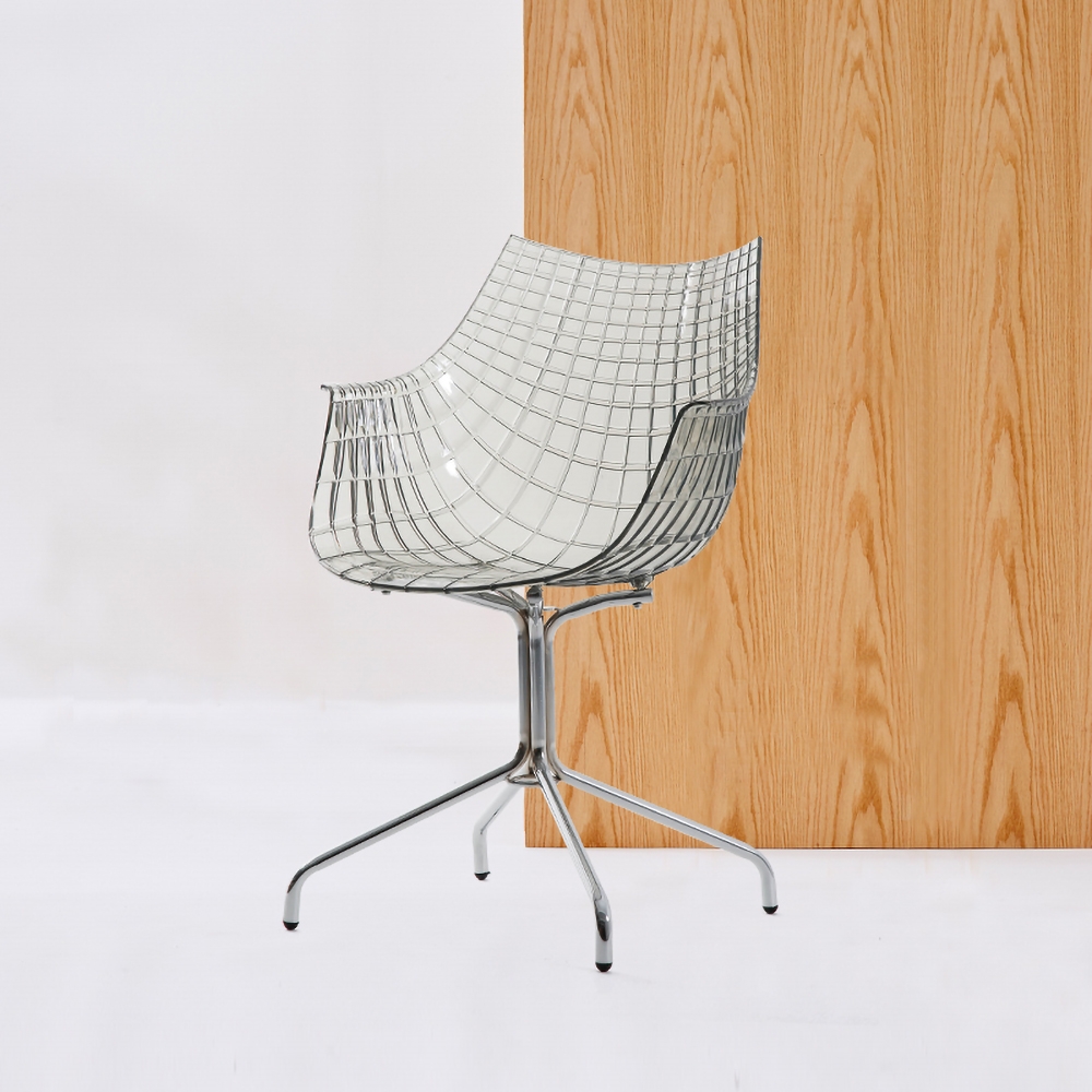 

Modern Light Gray Office Chair Clear Side Chair ABS Chair with Backrest