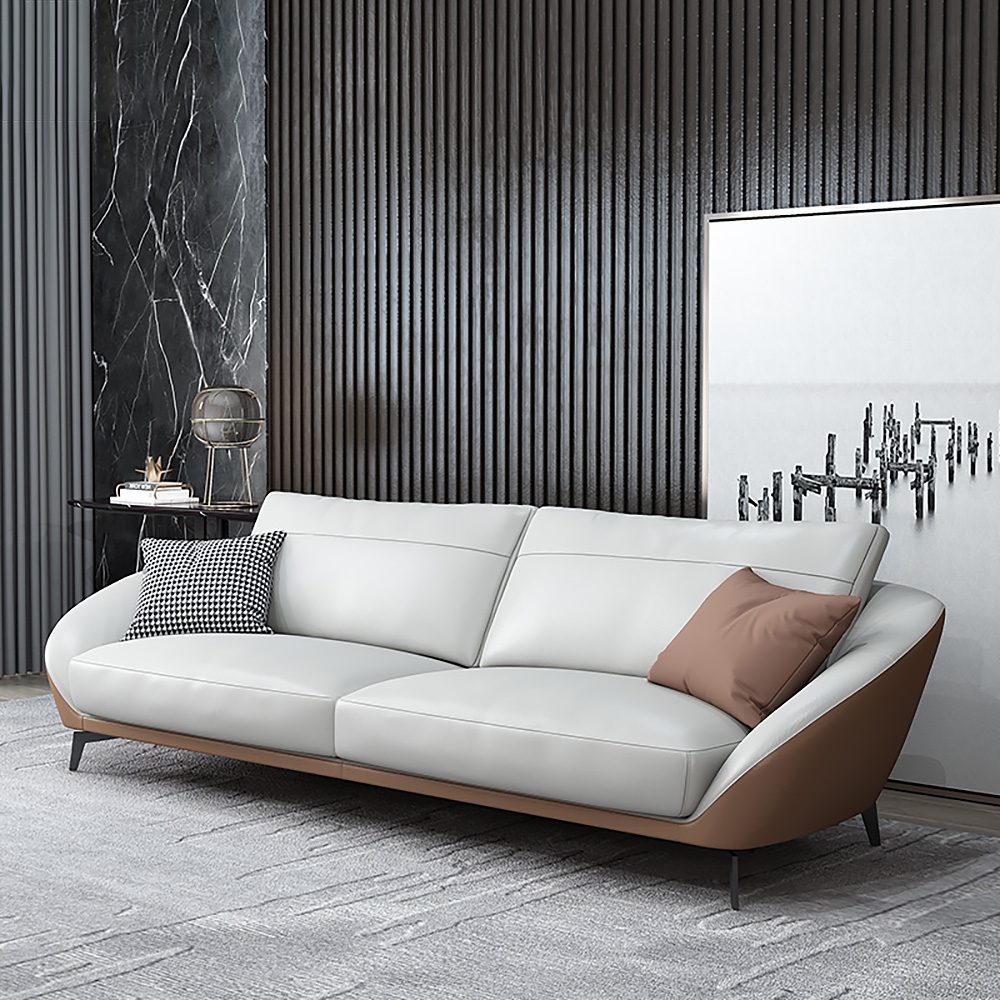 2000mm White Leath-Aire Sofa Upholstered Sofa 3-Seater Sofa Luxury Sofa