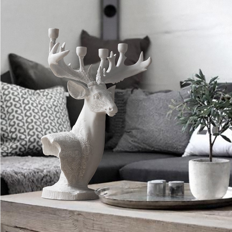 

Vintage Deer Head Candle Holder Resin Deer Head On Stand Decorative Tabletop Figurine