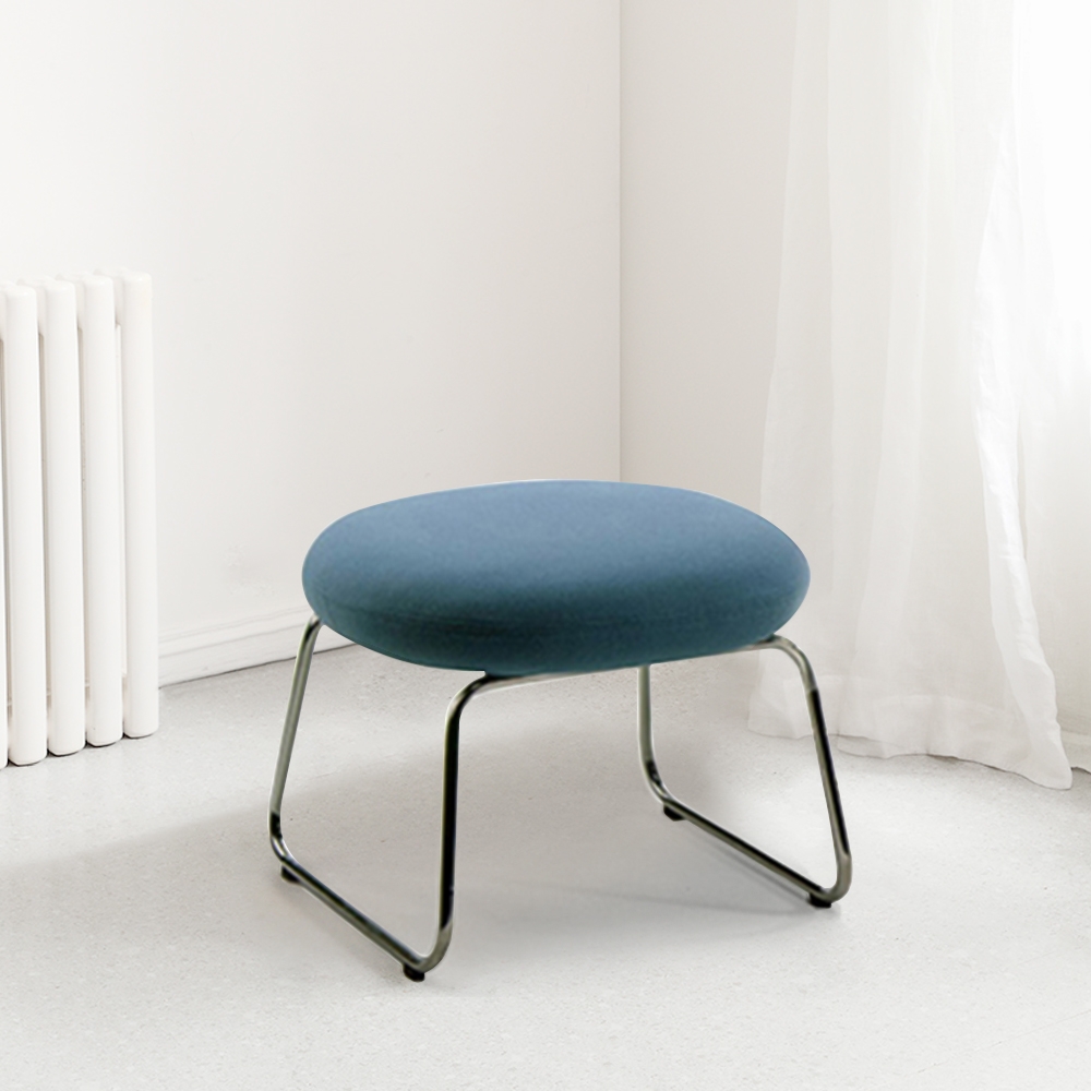 

Blue Upholstered Stool Velvet Footrest Makeup Stool Ottoman