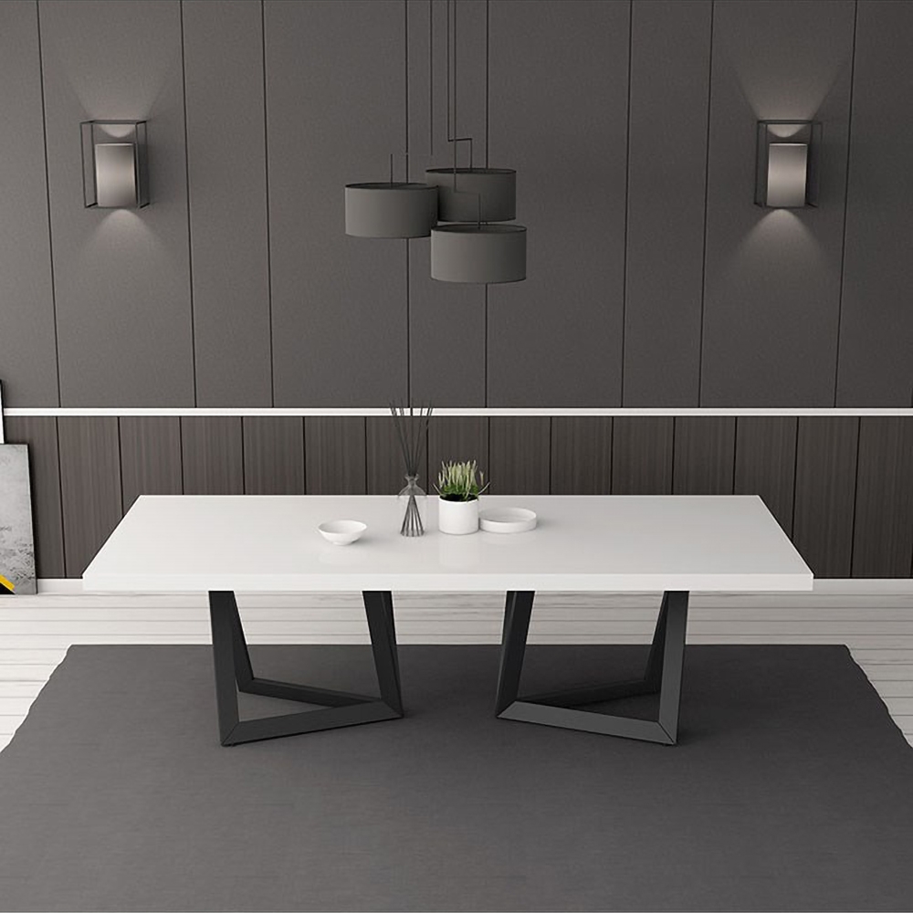

70.9" Rectangular Writing Desk with MDF Desk Black & White