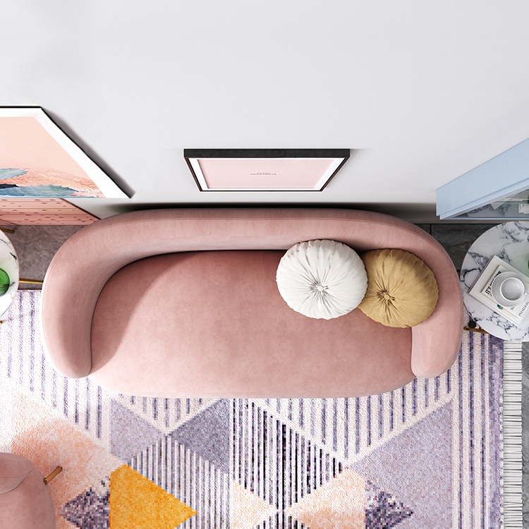 Modern Mid Century 75" Blush Pink Velvet Upholstered Sofa 3-Seater Gold Legs Living Romm Sofa Pillows Included