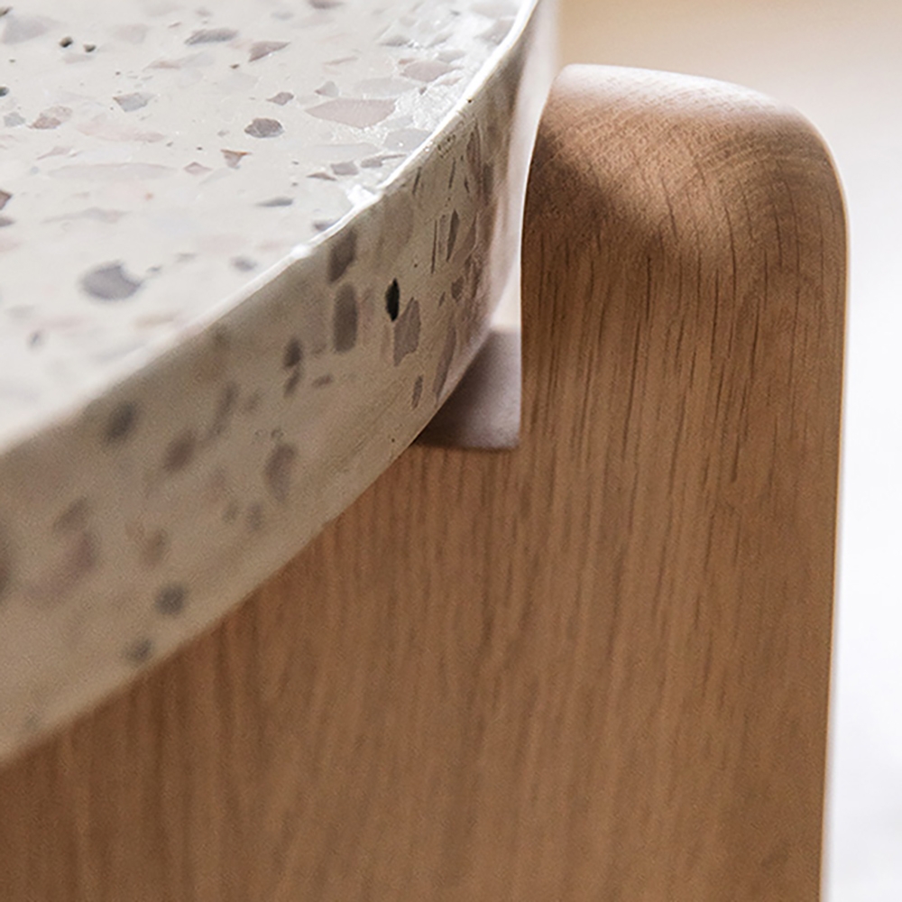 Modern Round Coffee Table with Wooden Top & Solid Wood BaseHomary