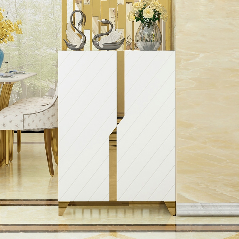 White Shoes Storage 20 Pairs Shoes Cabinet with 4 Shelves in Gold