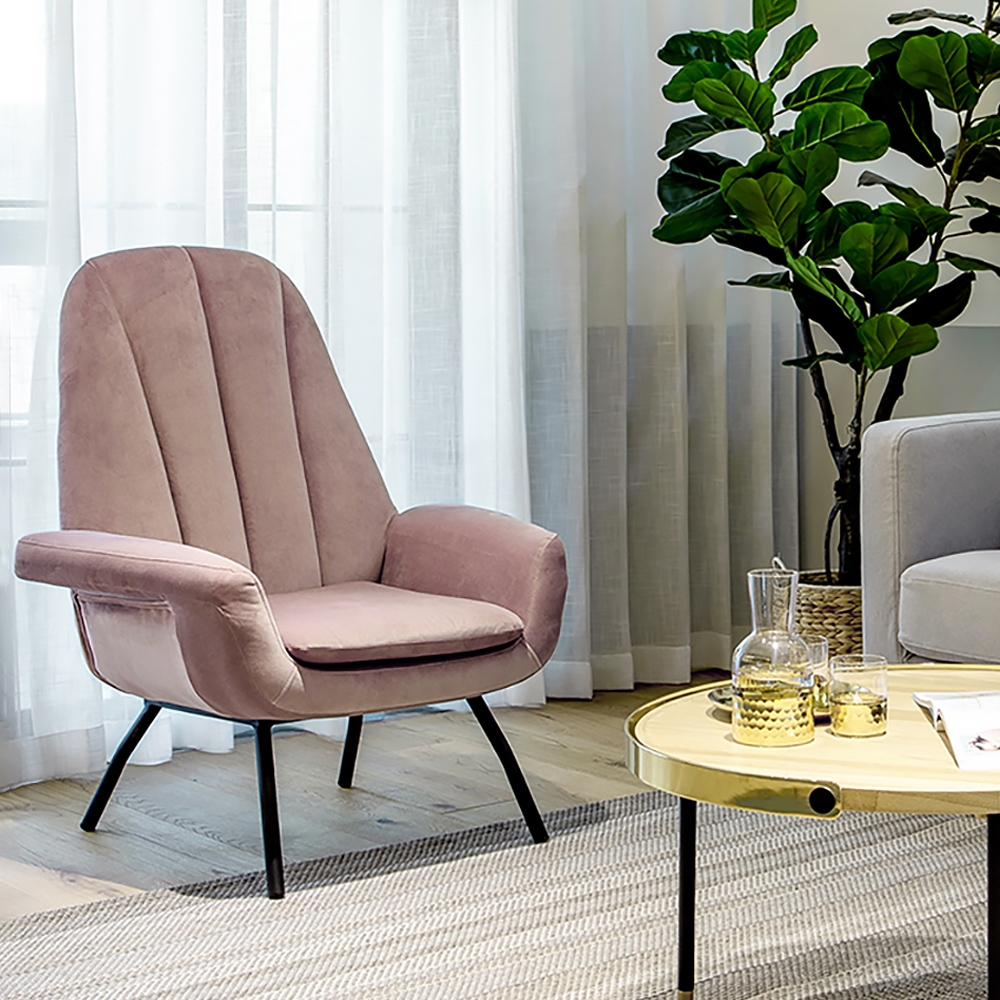 

Modern Accent Chair Pink Velvet Upholstered Accent Chair