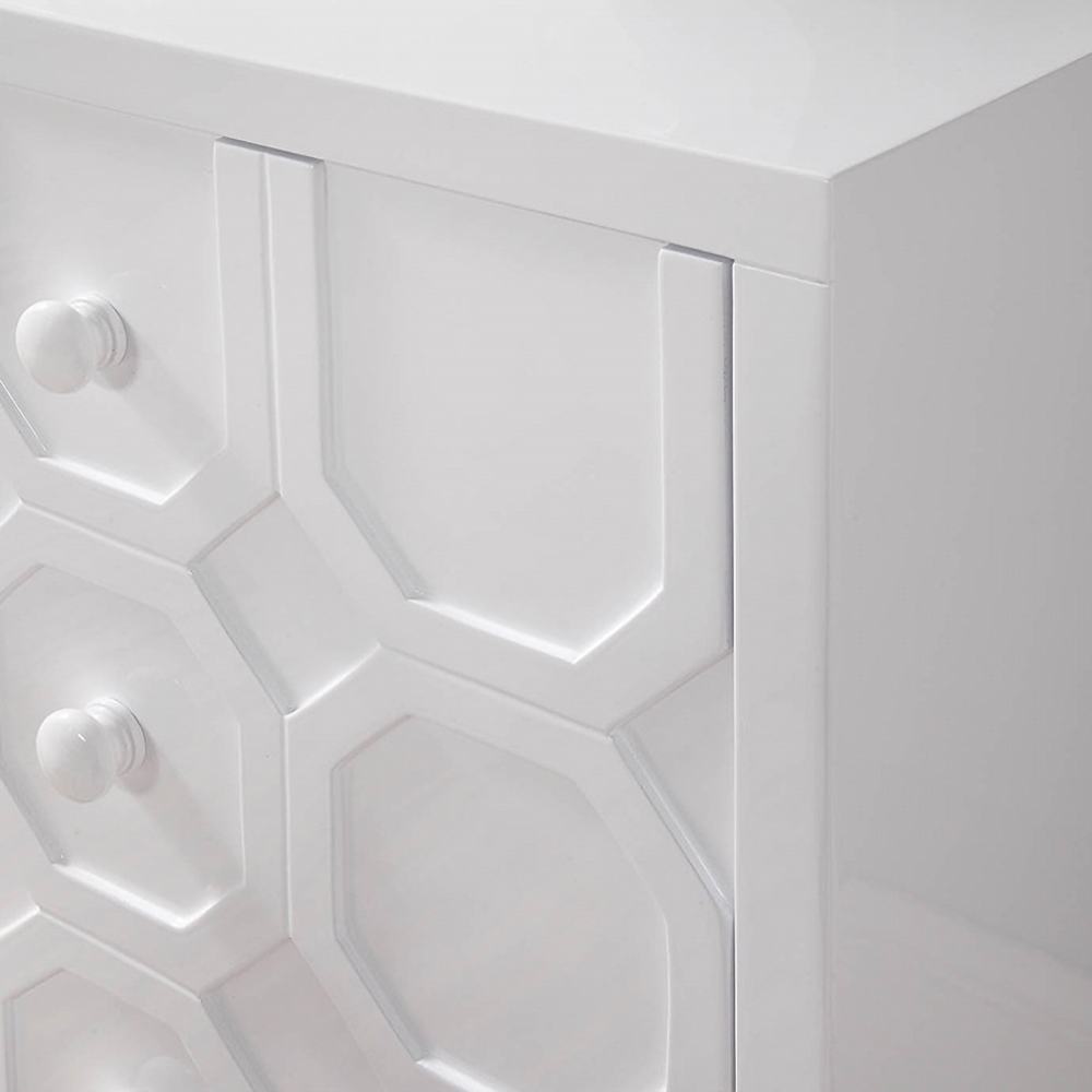 Aparador blanco moderno de 1600 mm con patrones hexagonales, puertas y estantes de gabinete de cocina