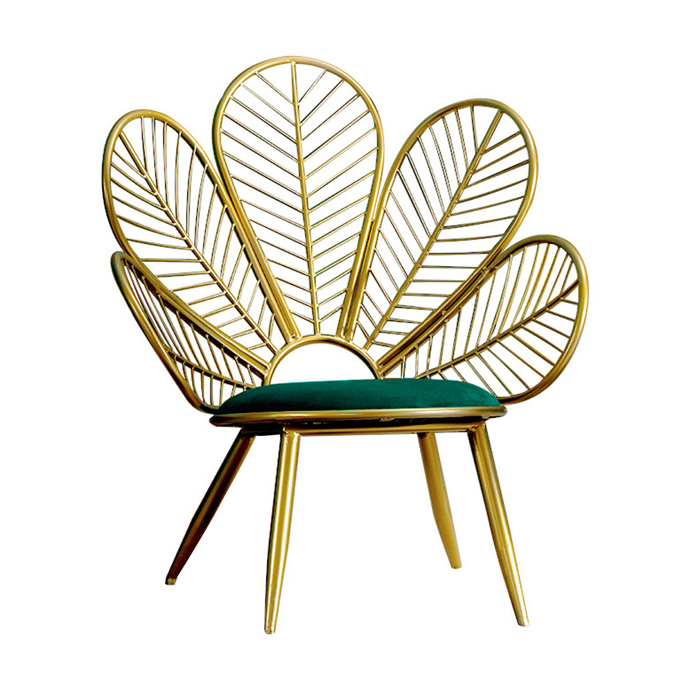 Modern Stylish Peacock chair Green Velvet Upholstered Lounge Chair Gold Legs Side ChairHomary