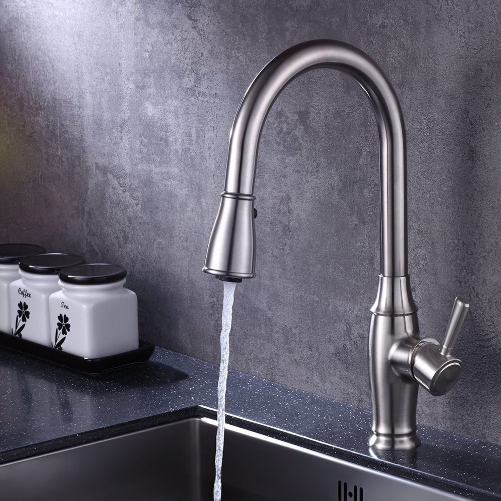 Modern High-Arc Spout Single Handle Monobloc Pull Out Kitchen Mixer Tap ...