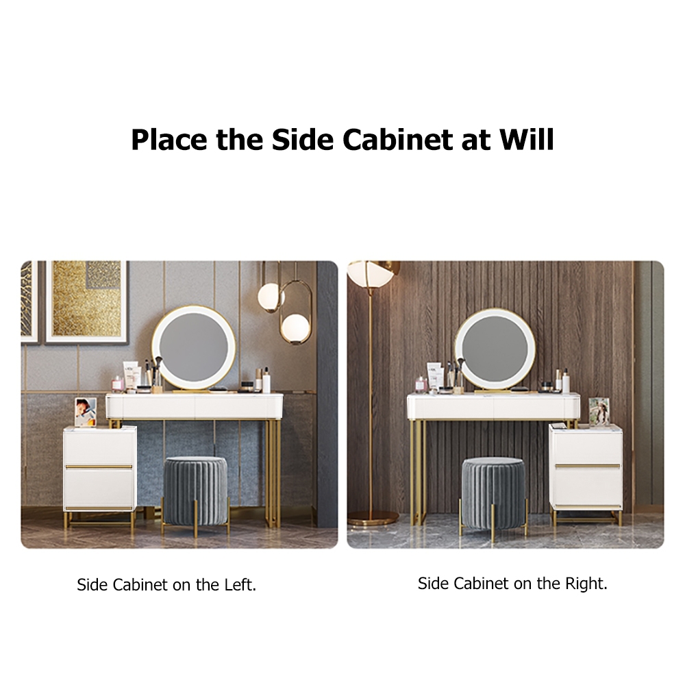 Modern Stone Tabletop Dressing Makeup Vanity Expandable Dressing Table