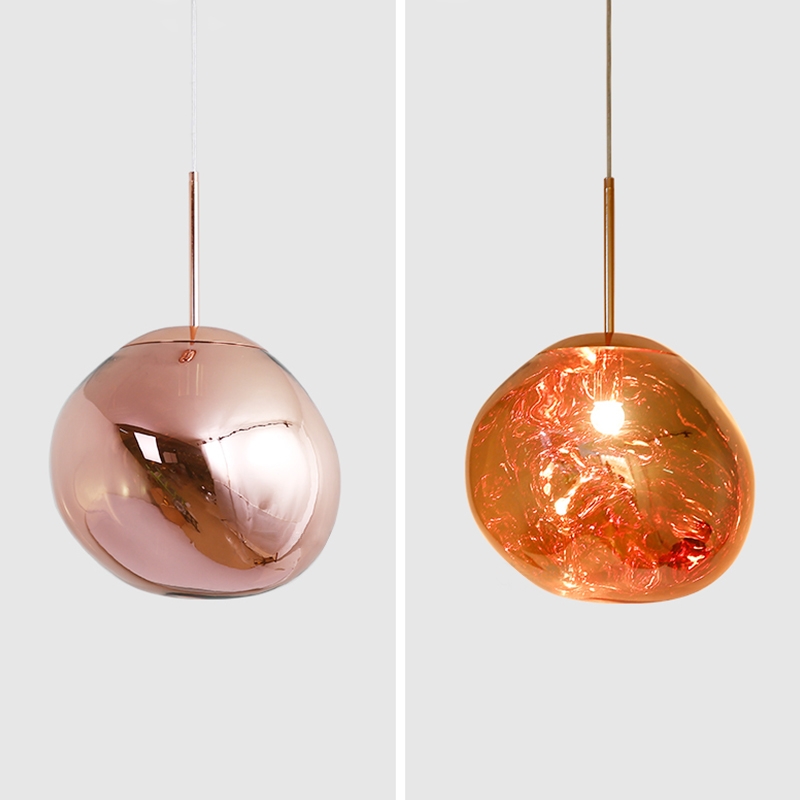 Magical Modern Irregular Glass Ball Metal Single Light Large Mirror Pendant Light in Copper