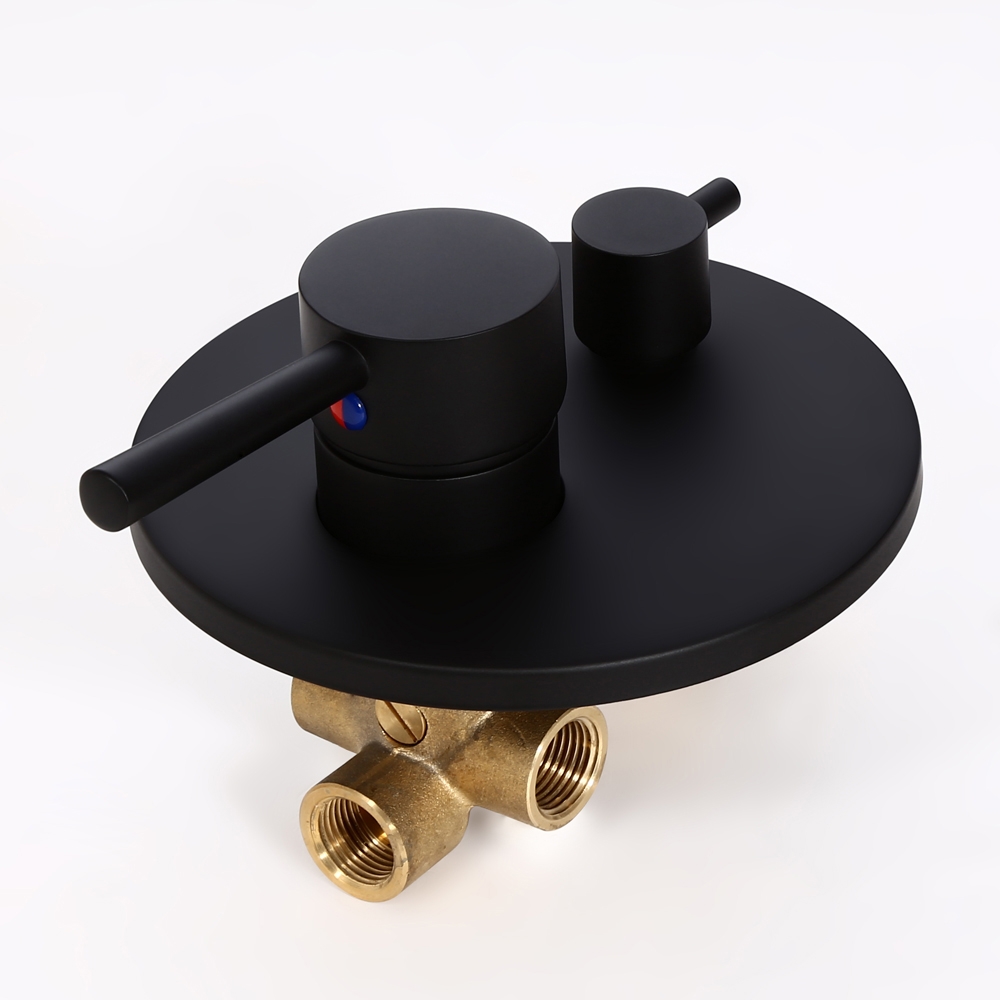 

Modern Matte Black Round Dual-Function 2-Outlet Shower Valve Solid Brass
