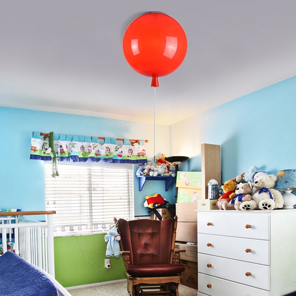Story Colourful Balloon Large Flush Mount Modern Single Light in Red