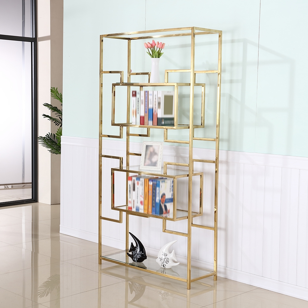 

Gold Standing Etagere Bookshelf in Stainless Steel