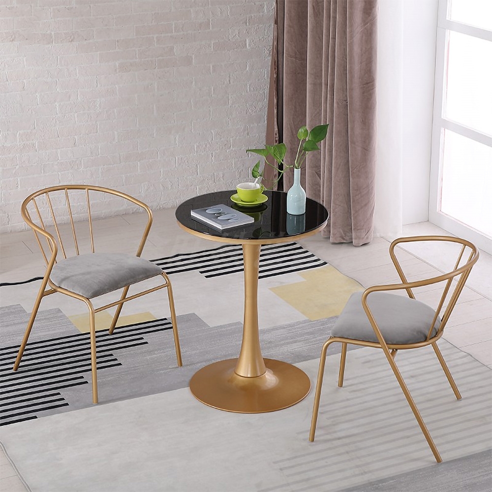 

Gray Velvet Upholstered Armchair Gold Accent Chair in Gold Set of 2