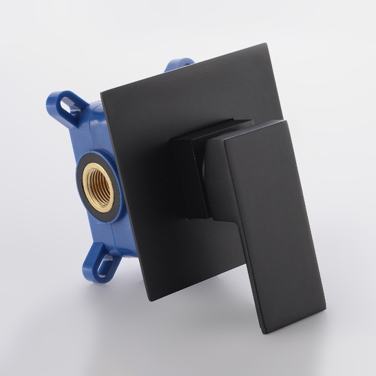 Minimalist Modern 1-Handle Single Function Square Shower Valve & Trims in Matte Black Finish