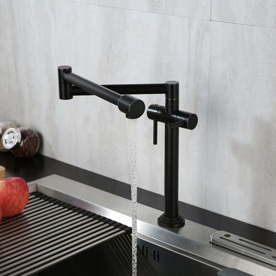 Contemporary Pot Filler Kitchen Tap Retractable in Antique Black Solid