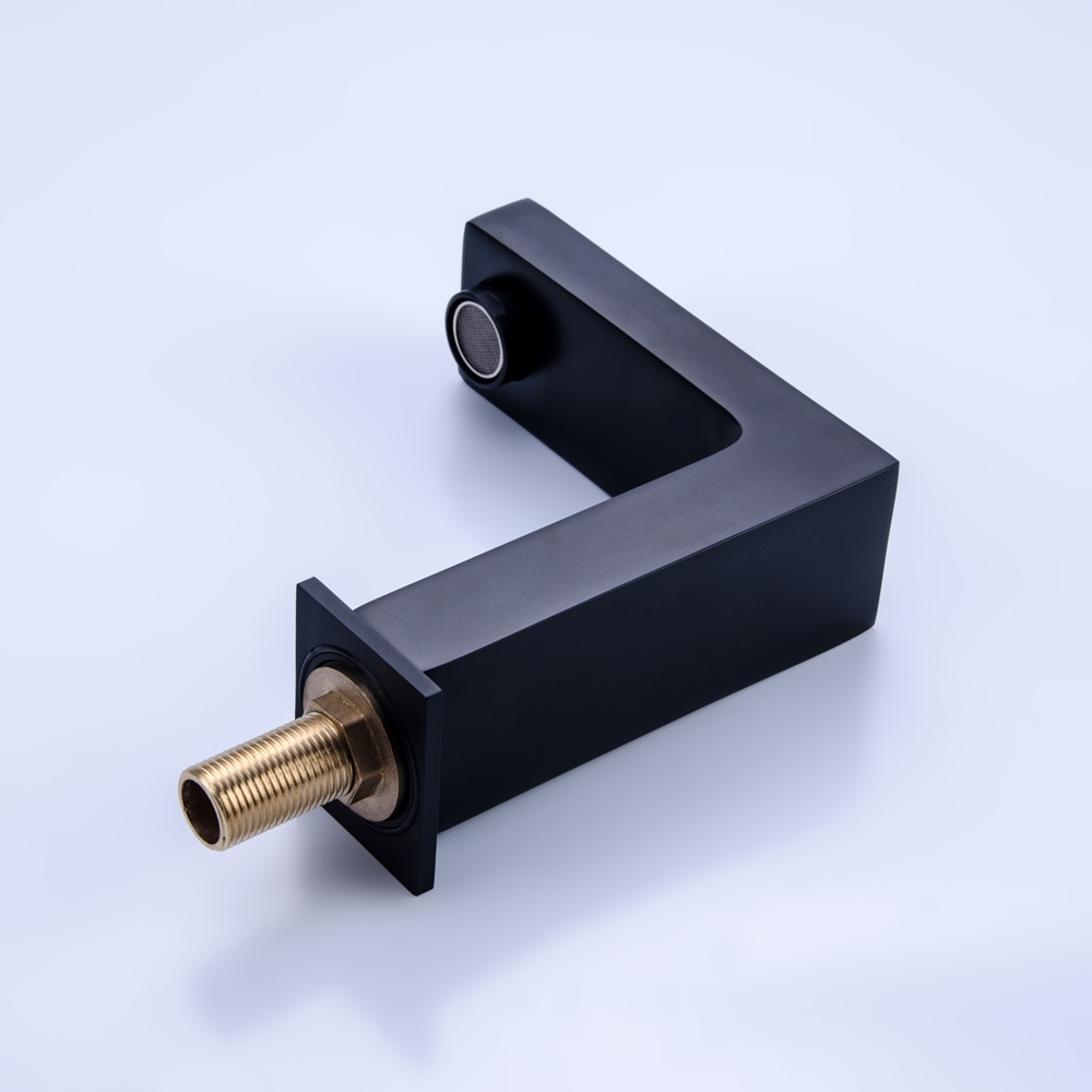 Vland Stylish Solid Brass Matte Black Double Square Handles Right-Angle Widespread Bathroom Sink Faucet