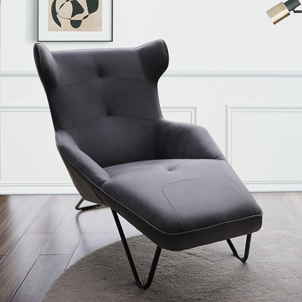 

Gray Upholstered Leath-Aire Accent Chair Modern Arm Chair Pillow Included