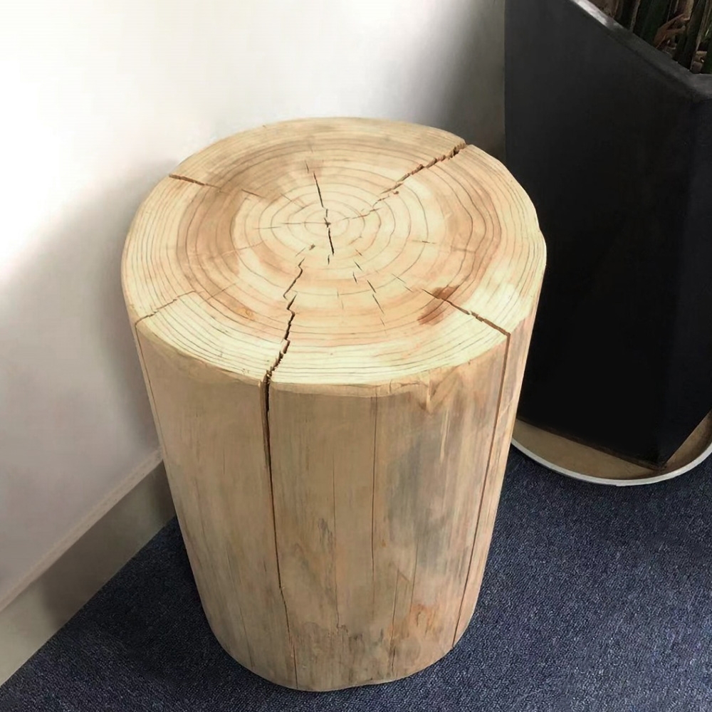 

Farmhouse Wood Side Table Round End Table Pine Wood in Natural
