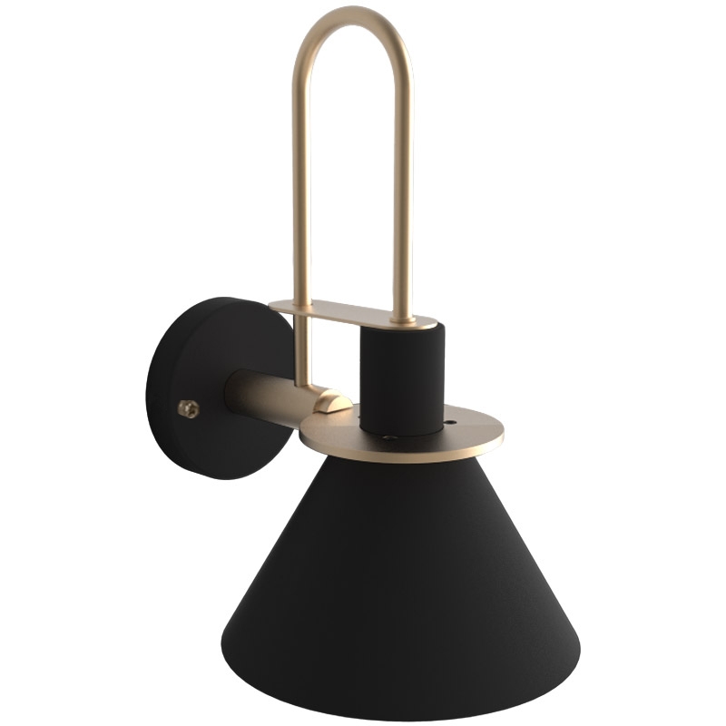 Modern 1-Light Cone Indoor Wall Sconce Metal Tapered Shade Wall Light in Black