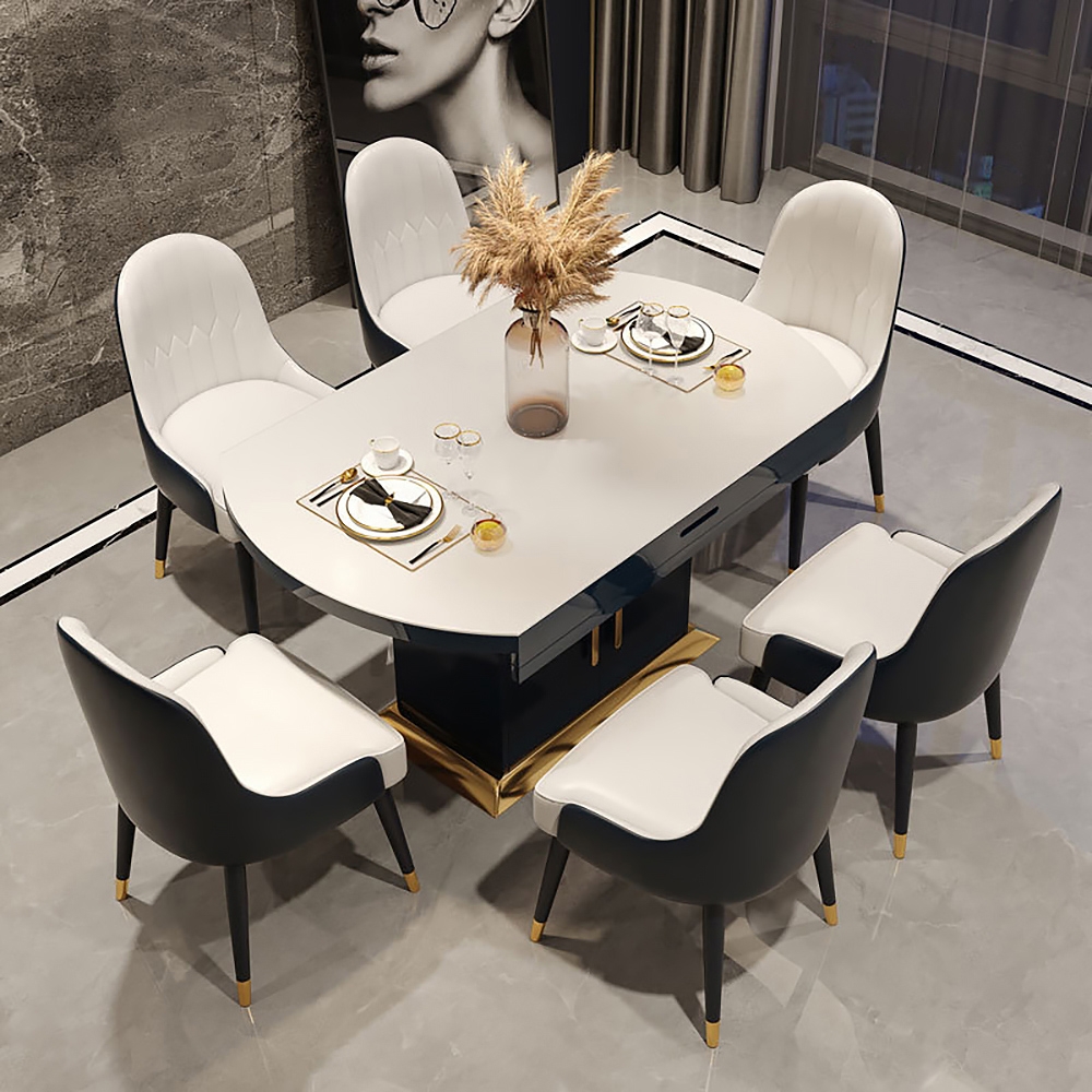Luxury Dining Table Household Multifunctional Round Folding Telescopic Dining Table