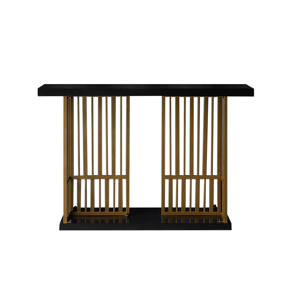 47" Black & Gold Console Table Accent Table For Entryway Foyer Metal in